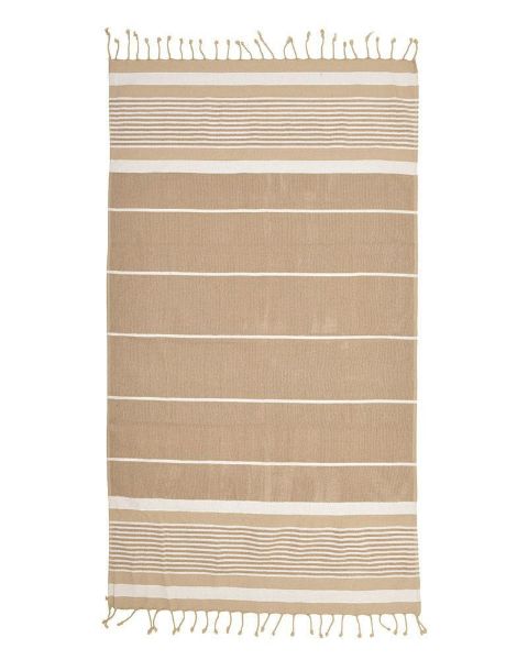 Εικόνα της Inart Ble Πετσέτα Θαλάσσης Παρεό με Κρόσσια σε Μπεζ χρώμα 170x90cm 5-46-807-0066