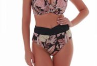 Εικόνα της Bluepoint Μαύρο Φλοράλ Ψηλόμεσο Bikini Slip Με Φάσα.