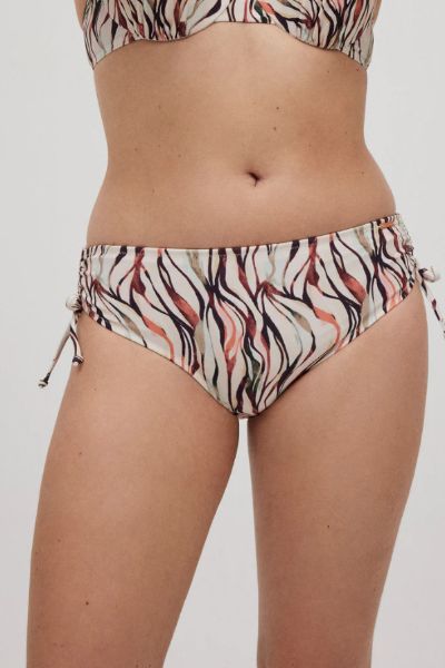 Εικόνα της Ysabel Mora Εκρού Εμπριμέ Tai Slip Μαγιό Με Πλαϊνή Σούρα.