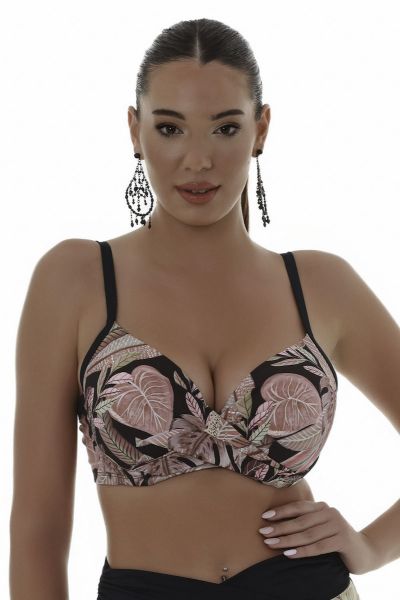 Εικόνα της Bluepoint Bikini Σουτιέν με Ενίσχυση Floral Black Cup E 25066074E-02