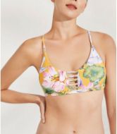Εικόνα της Ysabel Mora κίτρινο φλοράλ bikini top.
