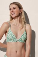 Εικόνα της Ysabel Mora Πράσινο Φλοράλ Τρίγωνο Μαγιό Bikini Top.
