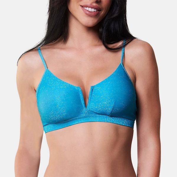 Εικόνα της Apple Τιρκουάζ lurex bra bandeaux "V" cut.