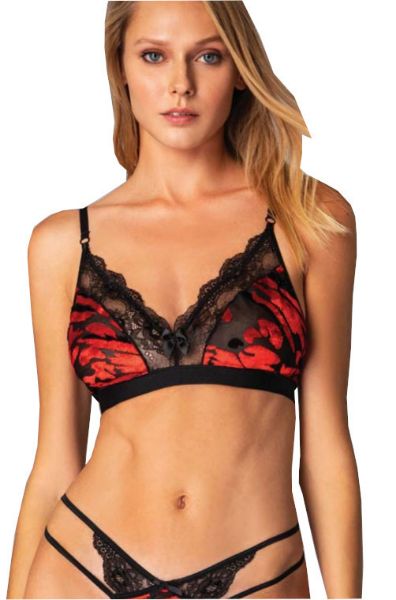 Εικόνα της Milena μαύρο/κόκκινο bealette με δαντέλα και βελούδο.