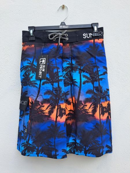 Εικόνα της Sun Project Μακρύ Μαύρο Εμπριμέ Ανδρικό Μαγιό Με Φοίνικες.