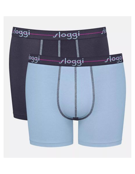 Εικόνα της 2 Pack Sloggi Boxer Men Start Short Μελιτζανί/Γαλάζιο.