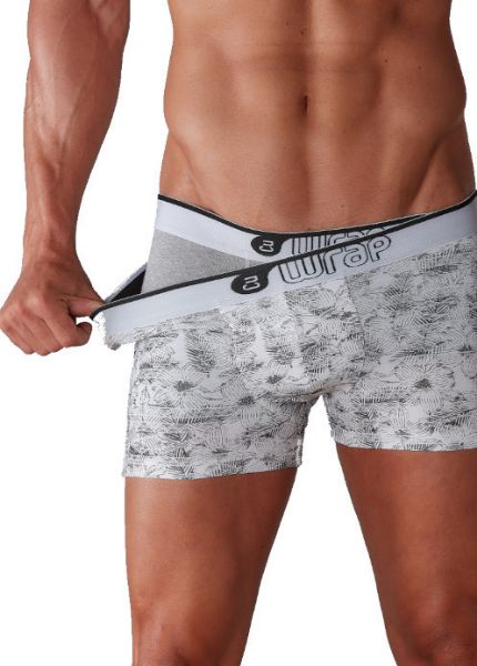 Εικόνα της Wrap Δυάδα ανδρικά boxer:1 ασπρόμαυρο εμπριμέ& 1 μονόχρωμο γκρι ανοιχτό.