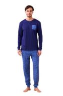 Εικόνα της Noidinotte Βαμβακερή Ανδρική Πιτζάμα Μπλε/Ραφ.