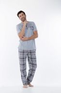 Εικόνα της Mei Βαμβακερή Γκρι Ανδρική Πιτζάμα.