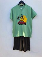 Εικόνα της Galaxy Βαμβακερή Ανδρική Πιτζάμα Πράσινη/Χακί.