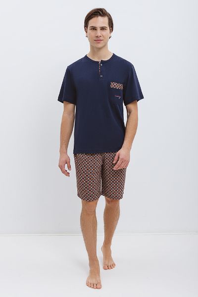 Εικόνα της Οδυσσεύ Μπλε Ανδρική Πιτζάμα Με Εμπριμέ Βερμούδα.