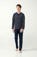 Εικόνα της Vamp Ανδρική Πυτζάμα Βαμβακερή Πατιλέτα & Διακριτικό Σχέδιο Blue 21690