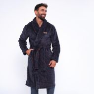 Εικόνα της Muydemi Μπλε/Εκάι(Μοτίβο) Μακριά Σταυρωτή Ανδρική Ρόμπα.