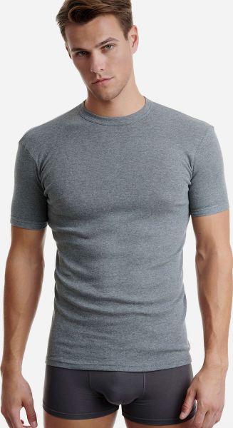 Εικόνα της Walk Βαμβακερή Ανδρική Φανέλα Κοντομάνικη Ανθρακί Μελανζέ.