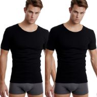 Εικόνα της Walk Ανδρικές Φανέλες Κοντομάνικες σε Μαύρο Χρώμα 2Pack W1960-2-02