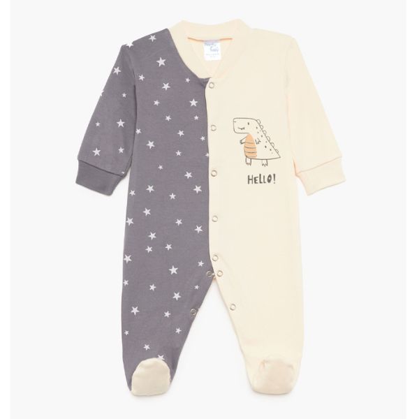 Εικόνα της Pretty Baby Hello Βρεφικό Φορμάκι Μπεζ, Ανθρακί 35718