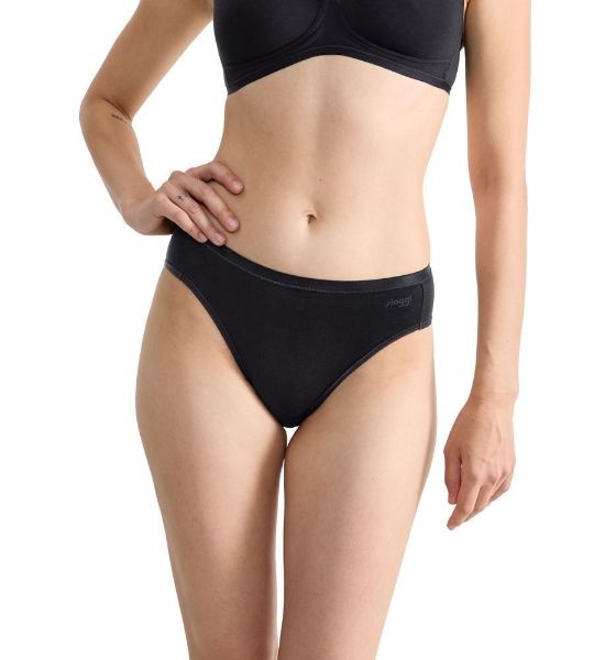 Εικόνα της Sloggi Βαμβακερά Γυναικεία Slip Tai Daily Cotton 3Pack Μαύρο 10222331-0004