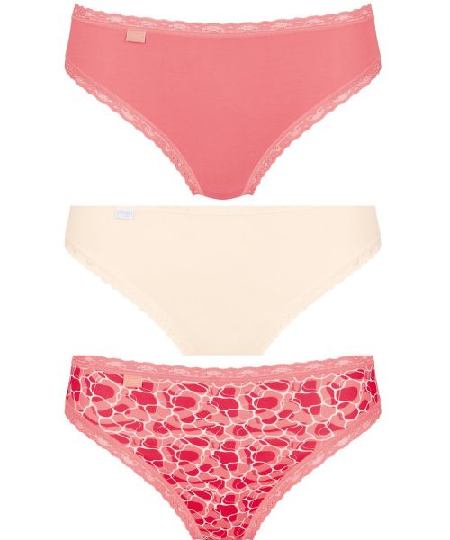 Εικόνα της Sloggi Tai Βαμβακερά Γυναικεία Slip 3Pack με Δαντέλα Ροζ 10197990-M003