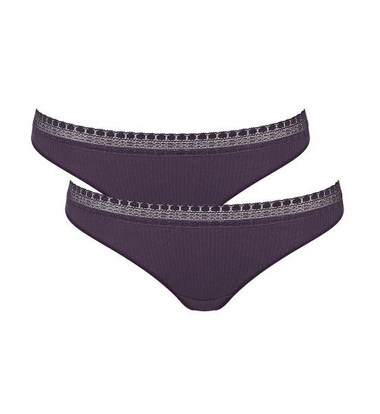 Εικόνα της 2 Pack Sloggi Go Ribbed Brazil Μελιτζανί.