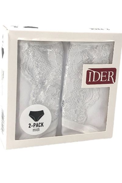 Εικόνα της Ider 2 Pack Midi Λευκά Βαμβακερά Γυναικεία Slip.