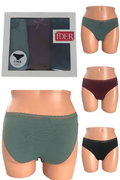 Εικόνα της 3Pack Ider Βαμβακερά Slip Κυπαρισσί/Μπορντό/Μαύρο.