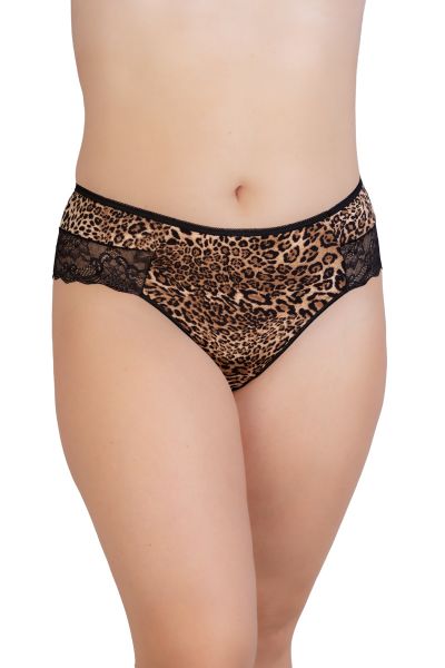 Εικόνα της Elite Animal Print Μαύρο Ψηλό Brazil Με Δαντέλα.