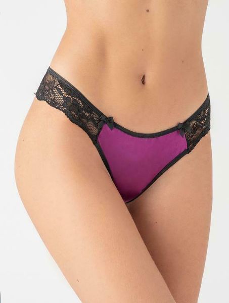 Εικόνα της Milena Paris Βιολετί/Μαύρο Brazil σατέν με δαντέλα.