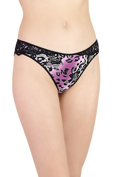 Εικόνα της Elite brazil λεοπάρ μοβ/μαύρο, με δαντέλα πίσω.