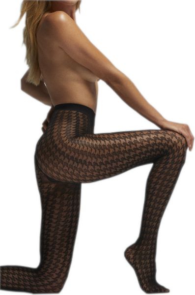 Εικόνα της Pompea Kristel 20 Den Μαύρο γυναικείο καλσόν με σχέδιο πιε ντε πουλ.