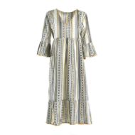 Εικόνα της Ble Resort Collection Βαμβακερό Εκρού Εμπριμέ Μακρύ Φόρεμα Παραλίας Με Τρουακάρ Μανίκι.