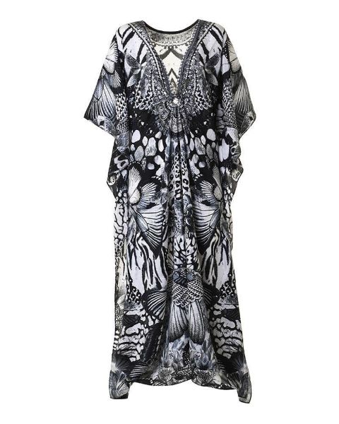 Εικόνα της Ble Resort Collection Γυναικείο Μακρύ Καφτάνι Παραλίας Μαύρο 5-41-169-0022 (100% Crepe)