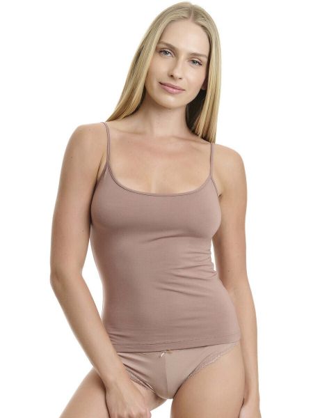 Εικόνα της Walk Καφέ Γυναικείο Φανελάκι με Τιράντα W2201_18