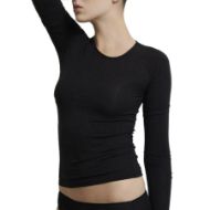 Εικόνα της Dreams μαύρο μακρυμάνικο γυναικείο φανελάκι με κλειστή λαιμόκοψη.