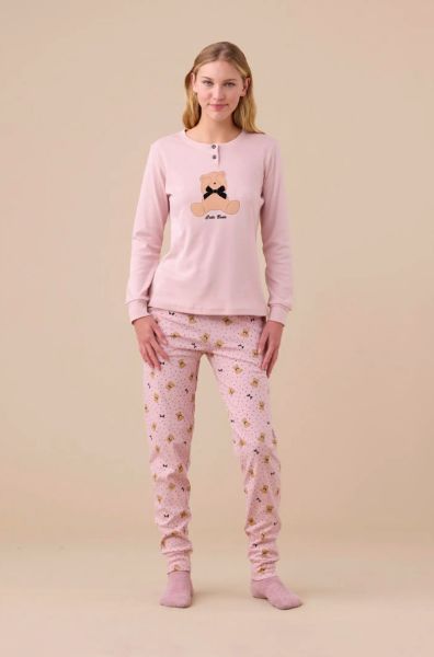 Εικόνα της Noidinotte Βαμβακερή Ροζ Γυναικεία Πιτζάμα.