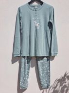 Εικόνα της Noidinotte Φυστικί Βαμβακέρη Γυναικεία Πιτζάμα "Let it snow".