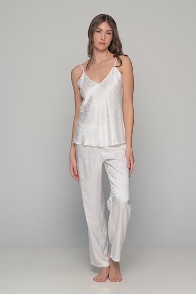 Εικόνα της Νυφική Πυζάμα Σατέν Ζακάρ Ιβουάρ Λευκό Γυναικείο Milenabyparis
