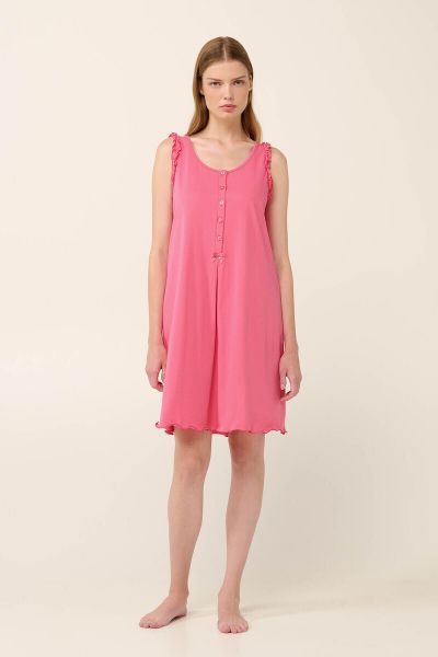 Εικόνα της Vamp Καλοκαιρινό Βαμβακερό Γυναικείο Νυχτικό Pink Dove 22257