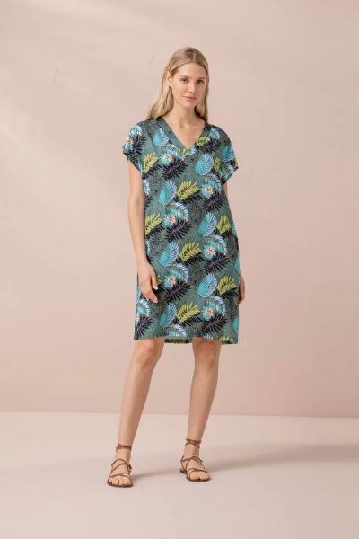 Εικόνα της Noidinotte Homewear Νυχτικό Viscose Εμπριμέ Κοντομάνικο Πράσινο.