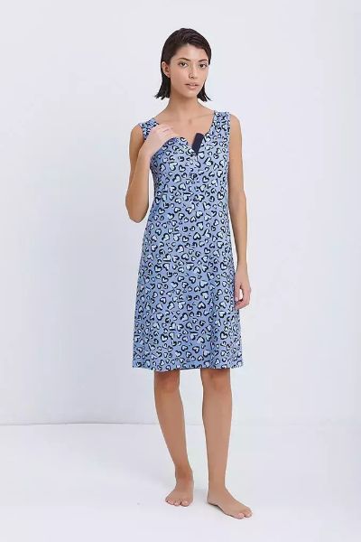 Εικόνα της Odyssey Καλοκαιρινό Βαμβακερό Γυναικείο Νυχτικό Μπλε 4228