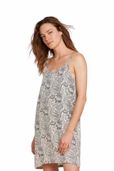 Εικόνα της Noidinotte viscose μπεζ εμπριμέ νυχτικό με ρυθμιζόμενες ράντες.