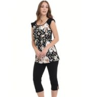 Εικόνα της Zen by Daisy Μαύρη Εμπριμέ Πιτζάμα.