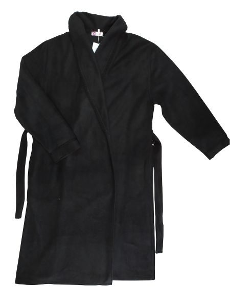 Εικόνα της Jeannette μαύρη φλις σταυρωτή γυναικεία ρόμπα.