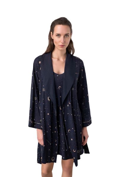 Εικόνα της Vamp Χειμερινή Γυναικεία Ρόμπα με Νυχτικό Μπλε 17066