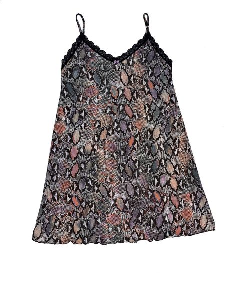 Εικόνα της Elite καφέ snake print νυχτικό με ρυθμιζόμενες ράντες.