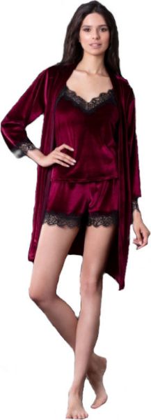 Εικόνα της Milena Paris Βελούδινο μπορντό baby-doll.