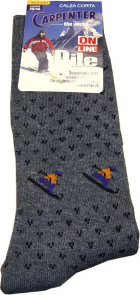 Εικόνα της Γκρι ανδρικές κάλτσες  ζεστές με σχέδιο. (80% Acrilico-17%Polyester-3%Elastan)