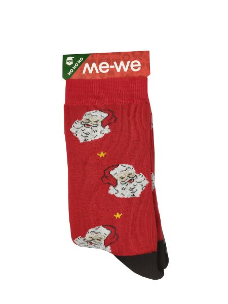 Εικόνα της Me-We γυναικείες κόκκινες κάλτσες με πατουσάκια σιλικόνης "Αη Βασίληδες".