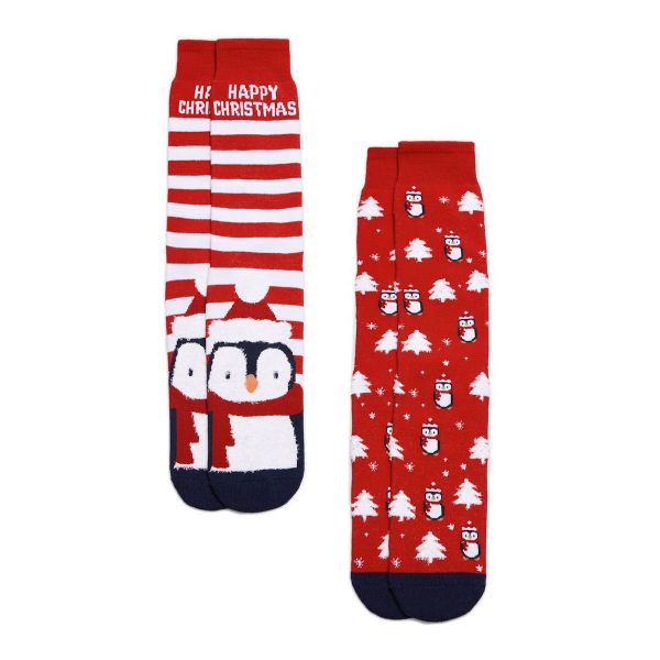 Εικόνα της Ysabel Mora Ανδρικές Κάλτσες Αντιολισθητικές Happy Xmas 2 Ζεύγη Κόκκινο
