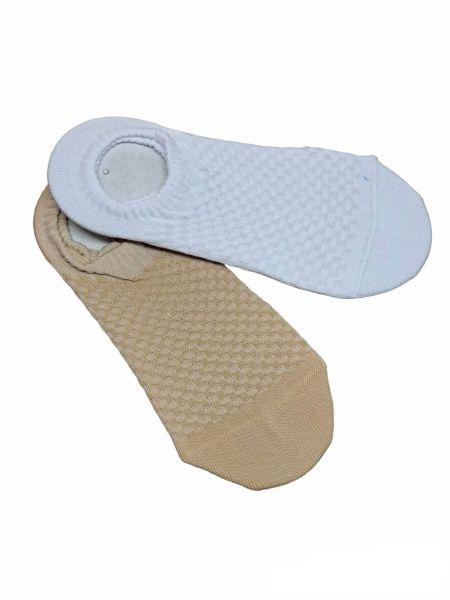 Εικόνα της 2Pack MeWe White/Beige Γυναικείες Κοντές Κάλτσες.