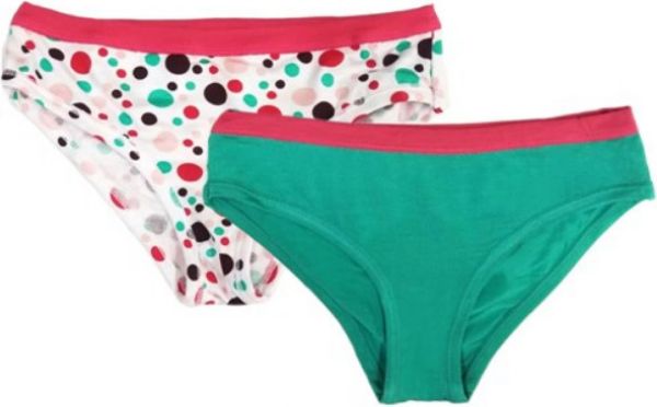 Εικόνα της Δυάδα παιδικό σλιπ bamboo για κορίτσι. Ένα μονόχρωμο πράσινο & ένα με σχέδιο.